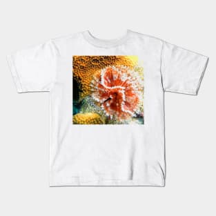 Red and White Feather Duster Coral Worm Kids T-Shirt